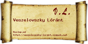 Veszelovszky Lóránt névjegykártya